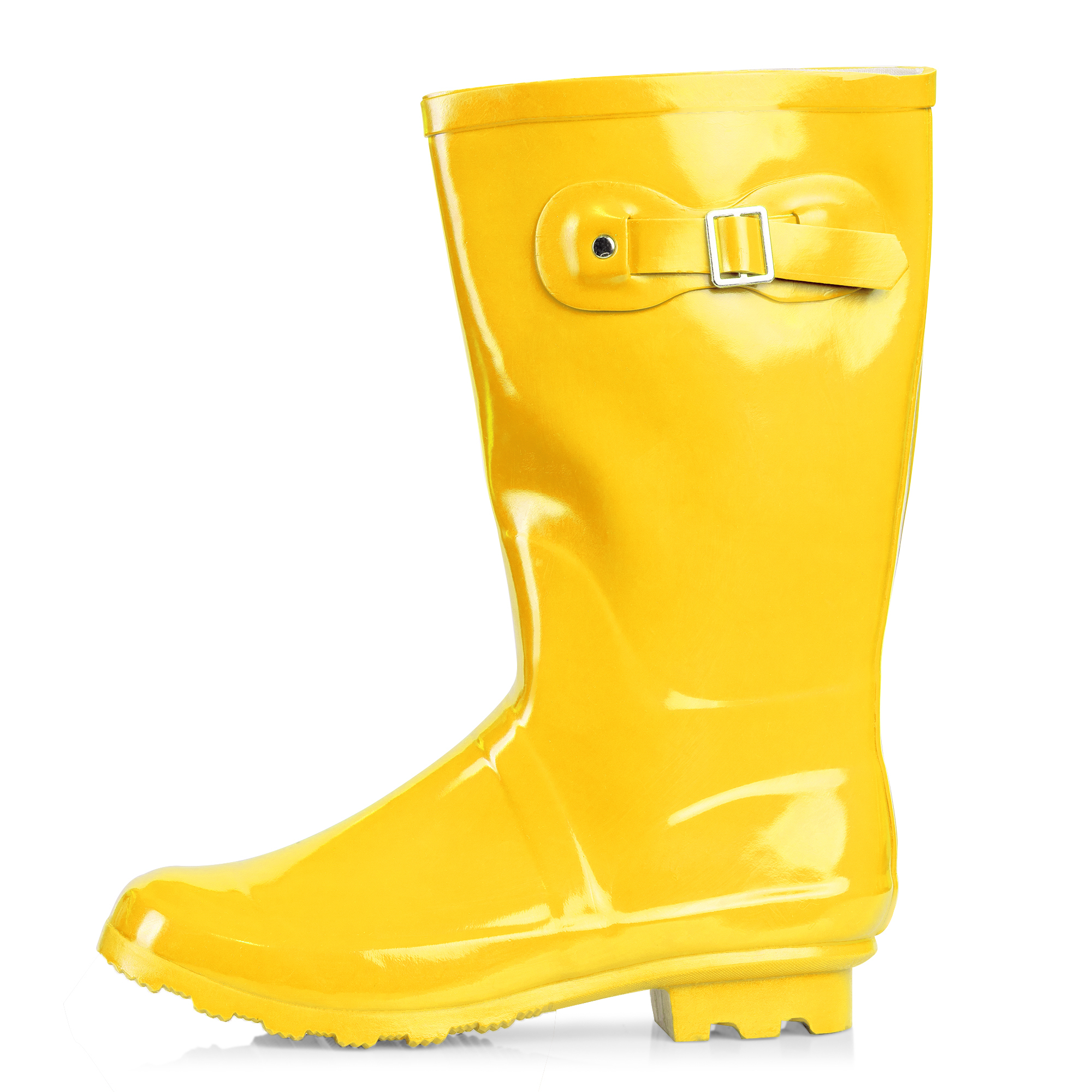 New Women Rain Boots Rubber Solid Color Mid Height Wellie Mid Calf