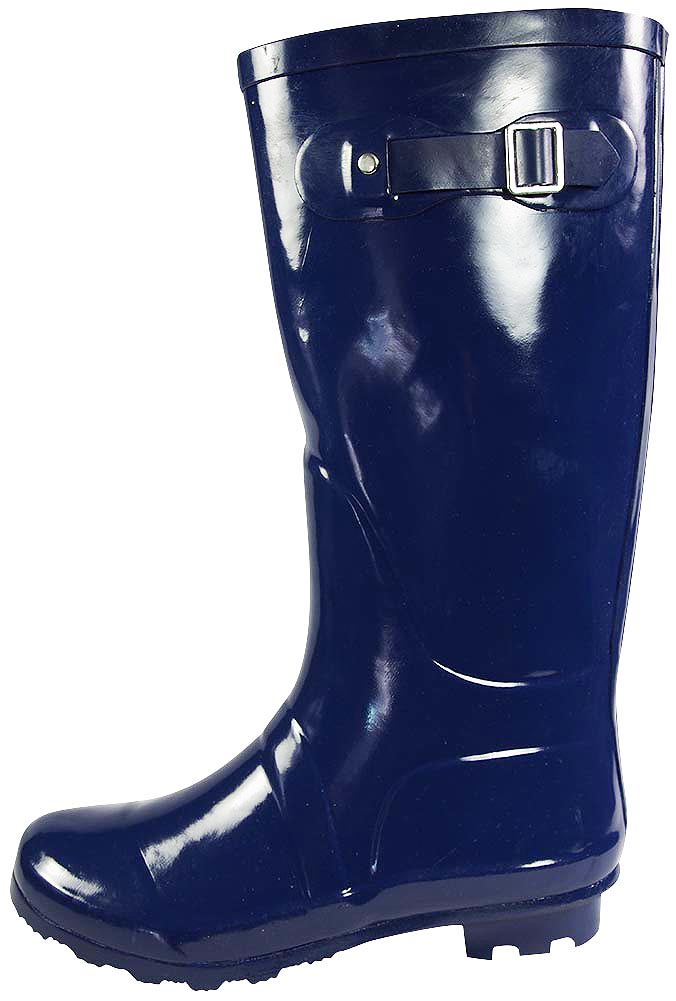 Norty Womens Rain Boots Rubber Solid Color Hi Calf Height Wellies Snow