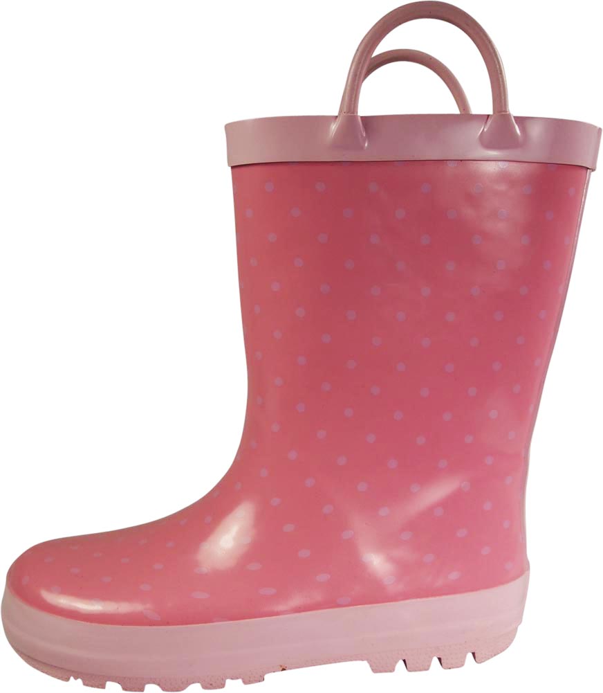 Toddler and Youth Unisex Kids Blue Rain Boot Snow Boot with Red and White Polka Dots w/Tie and Lining Boys Girls A.O.R 