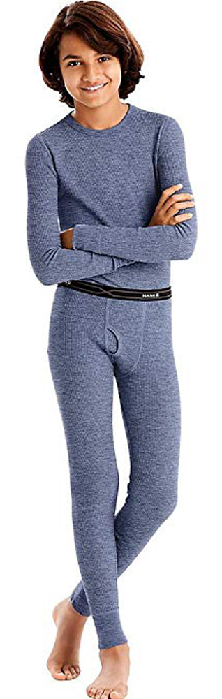 Hanes Boys X-Temp Ultimate Thermal Underwear Set Heathered Grey 41069-Large 