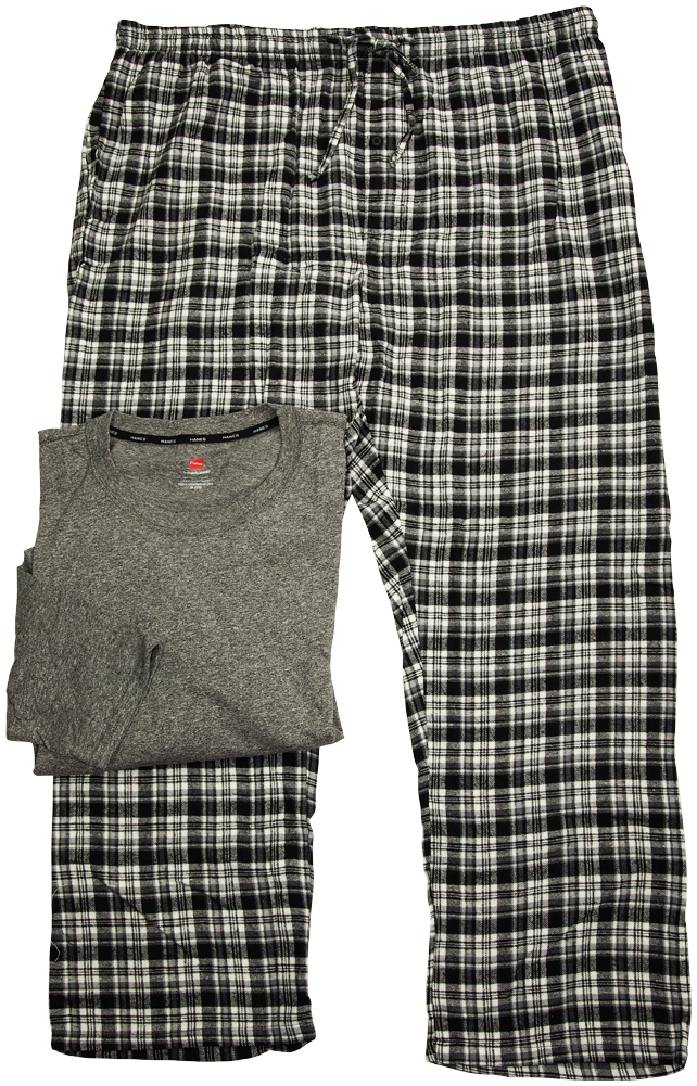 Hanes Mens Jersey Flannel Sleep Lounge Pajama Set