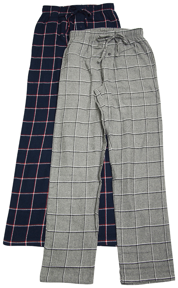 Hanes One Black One Gray Mens 2 Pack Flannel Lounge Pajama Sleep Pant- 2XL 