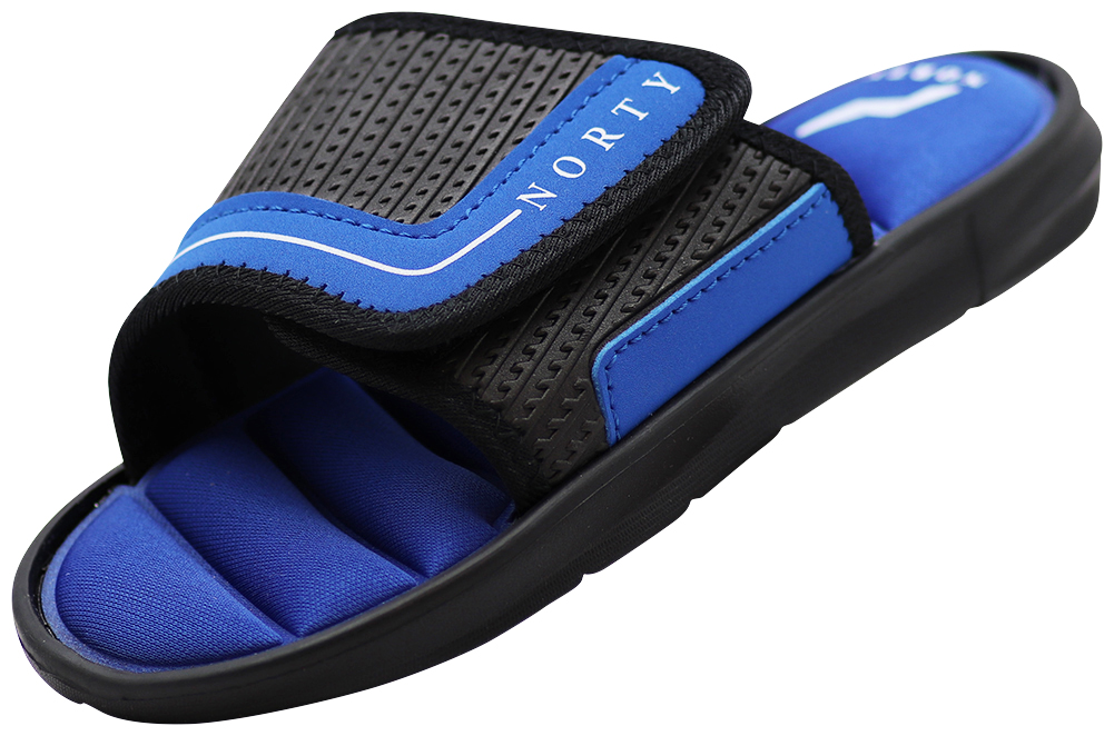thumbnail image 2 of Norty Men's Summer Comfort Slide Sandals – Casual Flat Strap Shower Shoes, Slip-On Drainage, Multi-Color 2 of 3