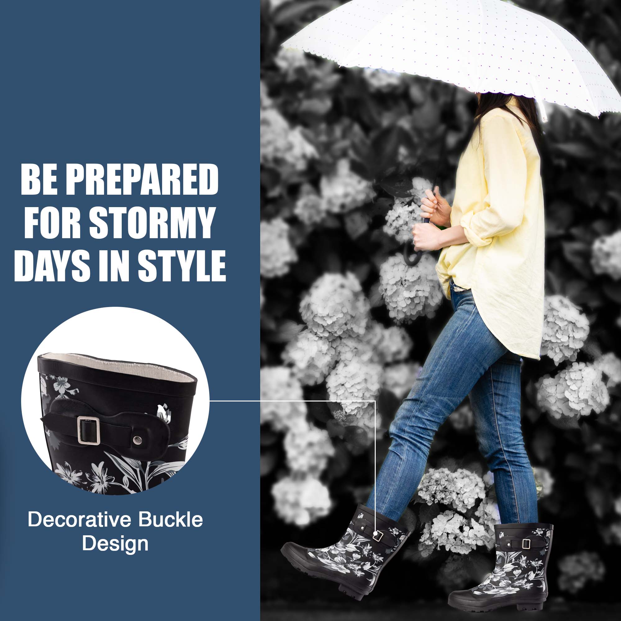 New Norty Women Low Mid Calf Rain Boots Rubber Snow Rainboot Shoe Bootie