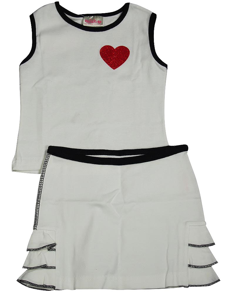 Mish Mish Little Girls 2 Piece Sleeveless Tank Skirt Set – 100% Cotton