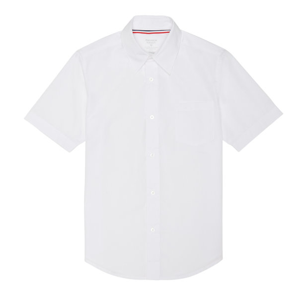 Boys Short Sleeve Poplin Dress Shirt School Uniform Easy Care Cotton Top