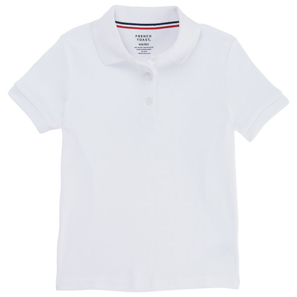 French Toast School Uniform Girls Plus Size Short Sleeve Interlock Picot Polo Sh