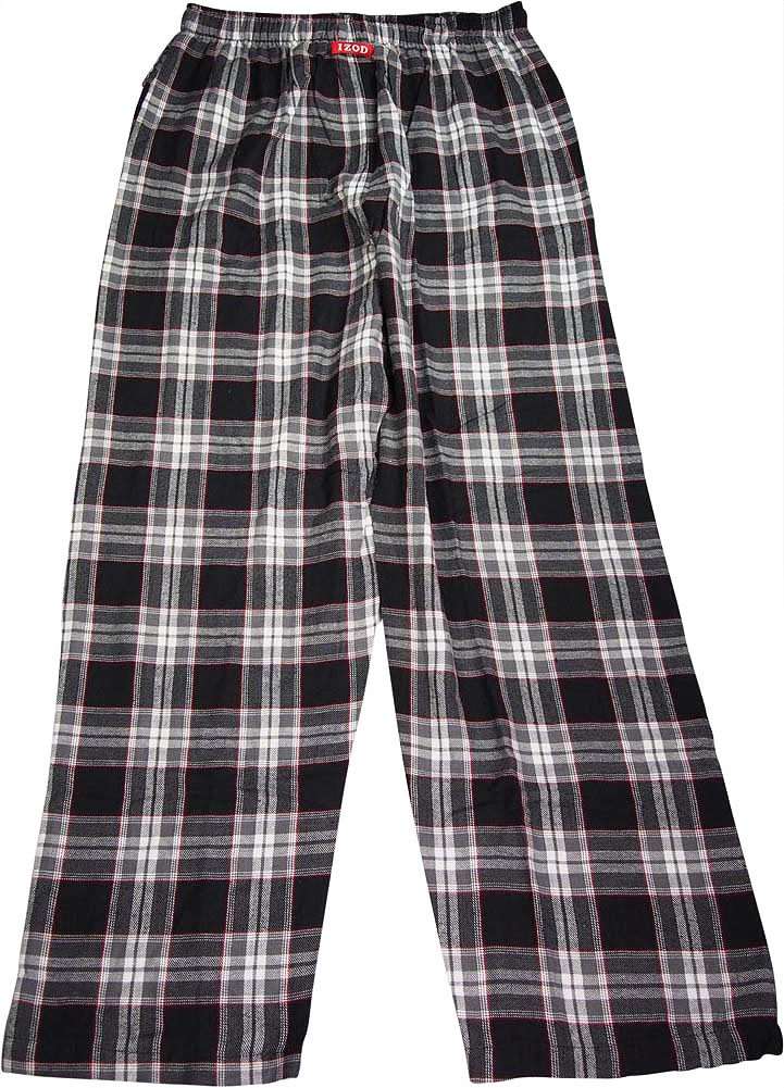 Izod Mens Cotton Woven Plaid Elastic Waistband Sleep Lounge Pajama Pant ...
