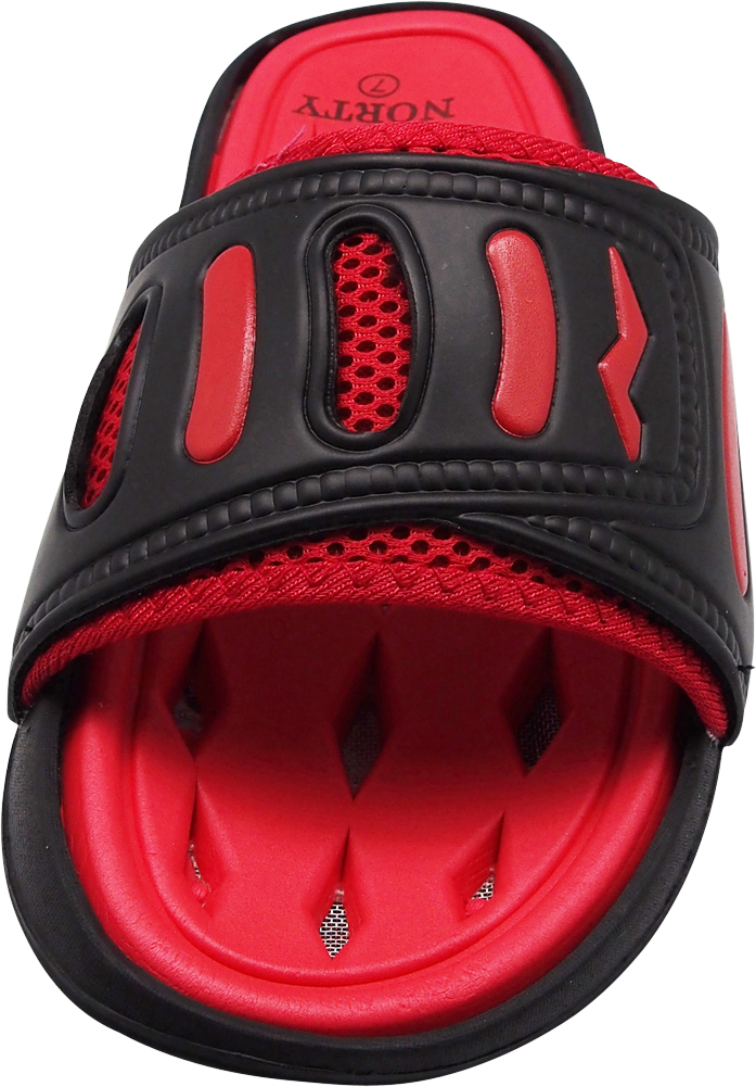 thumbnail interactive-video image 1 of Norty Men's Summer Comfort Slide Sandals – Casual Flat Strap Shower Shoes, Slip-On Drainage, Multi-Color 1 of 3
